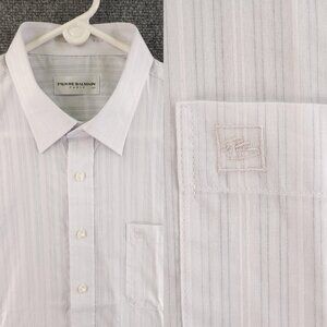 Balmain Lightweight 110 Short Sleeve Striped Gray Button Up Pocket Mens Shirt